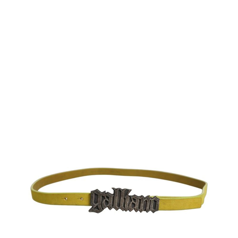 Dolce & Gabbana Yellow Waxed Leather Rustic Silver Logo Buckle Women's Belt